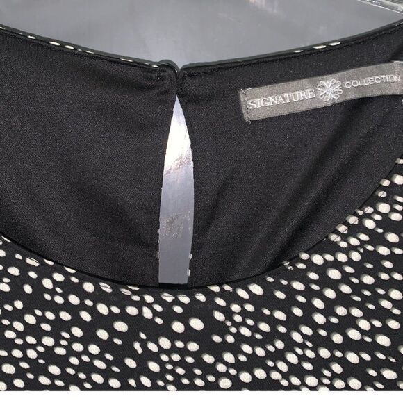 Hi-Low Faux Wrap Midi Dress  Black and White Polka Dot Size PS - Picture 3 of 5